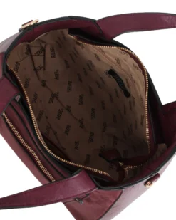 RIFLE - Borsa due manici bordeaux con parte frontale scamosciata, tracolla removibile