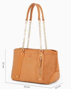 RIFLE - Borsa due manici camel con parte frontale scamosciata