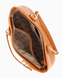 RIFLE - Borsa due manici camel con parte frontale scamosciata