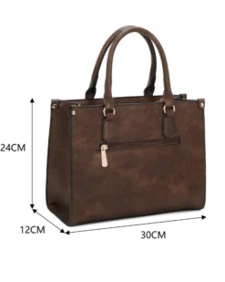 RIFLE - Borsa due manici marrone con parte frontale scamosciata, tracolla removibile