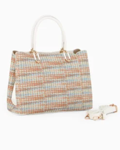 RIFLE - Borsa due manici multicolor effetto intreccio con tre scomparti interni, tracolla removibile