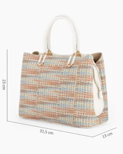 RIFLE - Borsa due manici multicolor effetto intreccio con tre scomparti interni, tracolla removibile