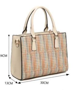 RIFLE - Borsa due manici multicolor effetto intreccio con tre scomparti principali, tracolla removibile