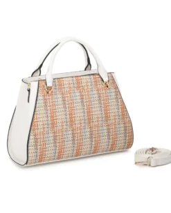 RIFLE - Borsa due manici multicolor effetto intreccio con tasca posteriore, tracolla removibile