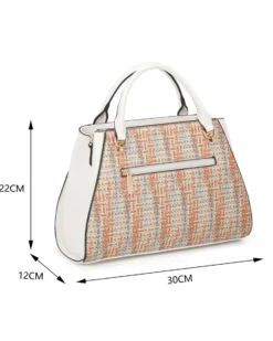 RIFLE - Borsa due manici multicolor effetto intreccio con tasca posteriore, tracolla removibile