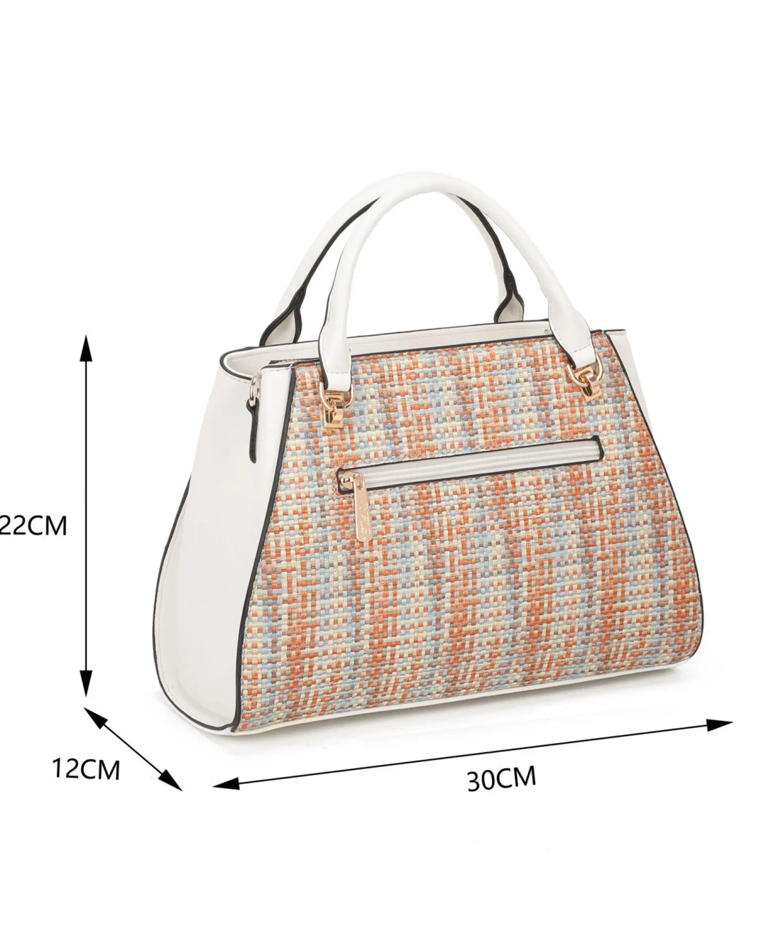 RIFLE - Borsa due manici multicolor effetto intreccio con tasca posteriore, tracolla removibile
