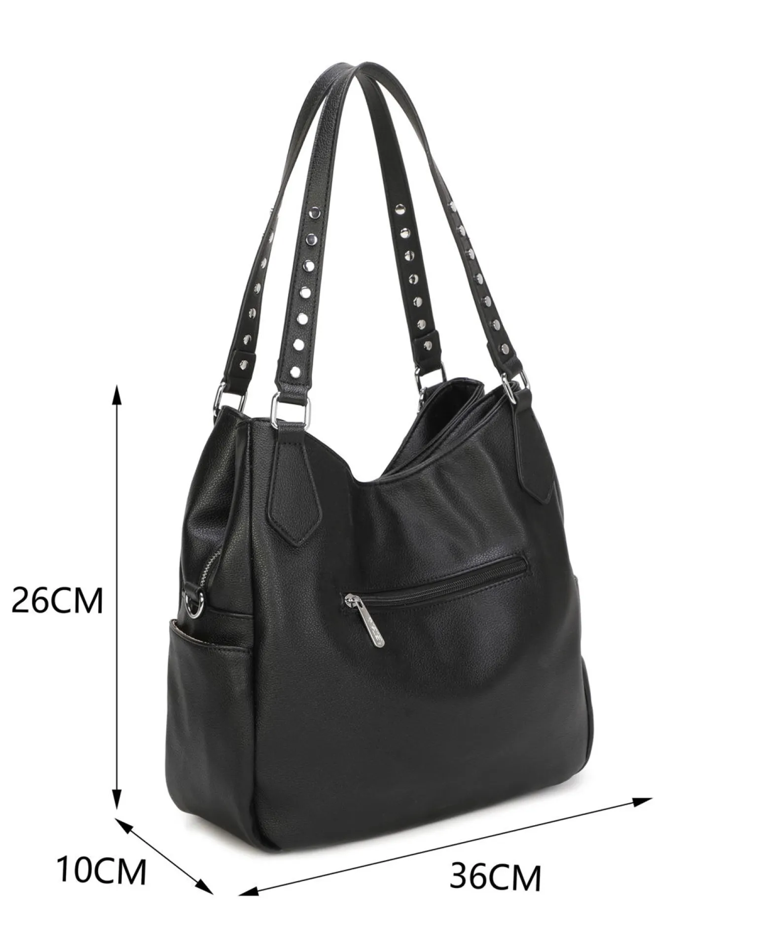 RIFLE - Borsa due manici nera con dettaglio cuore pendente, tracolla removibile