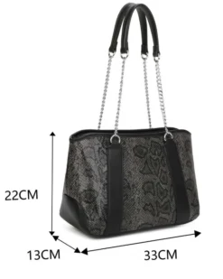RIFLE - Borsa due manici nera pitonata