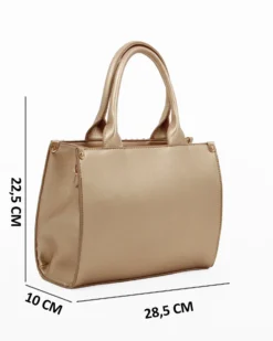 RIFLE - Borsa due manici platino con parte frontale intrecciata, tracolla removibile