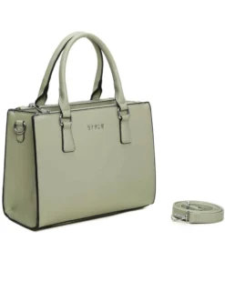 RIFLE - Borsa due manici salvia con tre scomparti principali, tracolla removibile