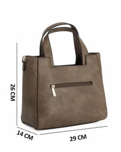 RIFLE - Borsa due manici taupe con parte frontale scamosciata, tracolla removibile
