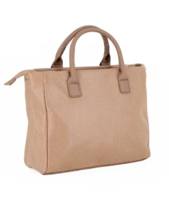 RIFLE - Borsa due manici taupe con doppia tasca frontale, tracolla removibile