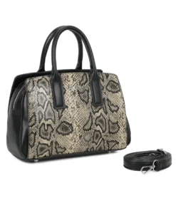 RIFLE - Borsa due manici taupe pitonata con tre scomparti principali, tracolla removibile