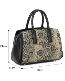 RIFLE - Borsa due manici taupe pitonata con tre scomparti principali, tracolla removibile