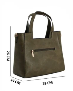 RIFLE - Borsa due manici verde con parte frontale scamosciata, tracolla removibile