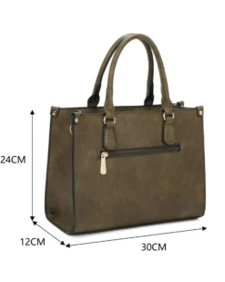 RIFLE - Borsa due manici verde con parte frontale scamosciata, tracolla removibile