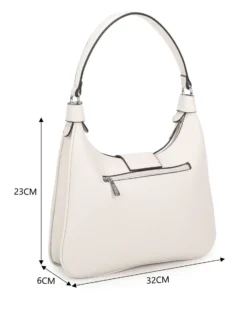 RIFLE - Borsa hobo bag beige con fibbia