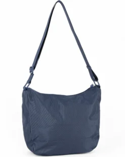 RIFLE - Borsa mezzaluna blu con tasca frontale