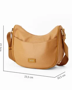 RIFLE - Borsa mezzaluna senape con tasca frontale