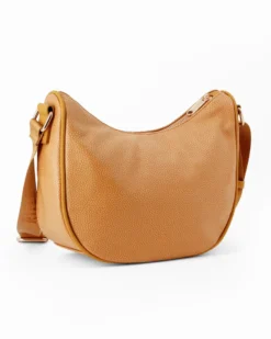 RIFLE - Borsa mezzaluna senape con tasca frontale
