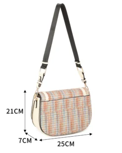 RIFLE - Borsa multicolor effetto intreccio con tre scomparti interni e treccia sulla patta, tracolla removibile