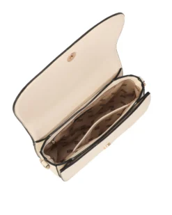 RIFLE - Borsa naturale con tre scomparti interni e treccia sulla patta, tracolla removibile