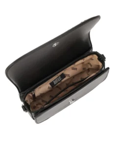 RIFLE - Borsa nera con tre scomparti interni e treccia sulla patta, tracolla removibile