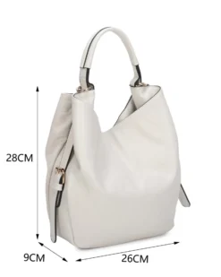 RIFLE - Borsa sacca avorio con fibbie laterali e parte frontale scamosciata, tracolla removibile