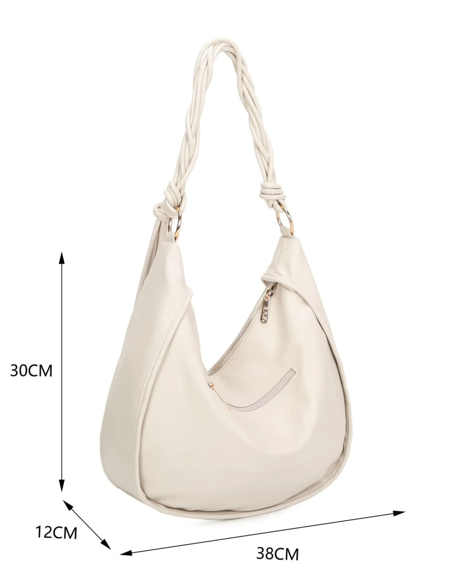 RIFLE - Borsa sacca beige con parte frontale scamosciata e manico intrecciato , tracolla removibile