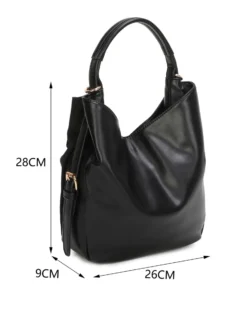 RIFLE - Borsa sacca nera con fibbie laterali e parte frontale scamosciata, tracolla removibile