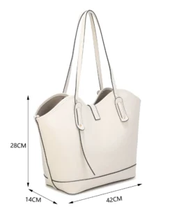 RIFLE - Borsa shopping beige scamosciata con pattina e chiusura a girello, tracolla removibile