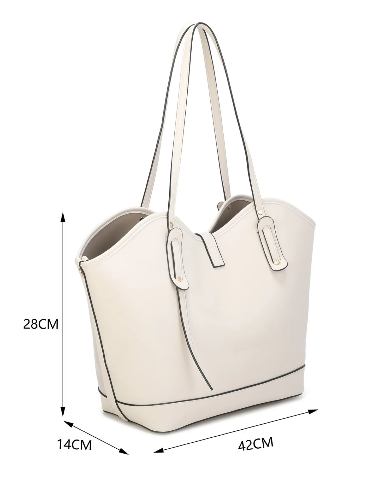 RIFLE - Borsa shopping beige scamosciata con pattina e chiusura a girello, tracolla removibile