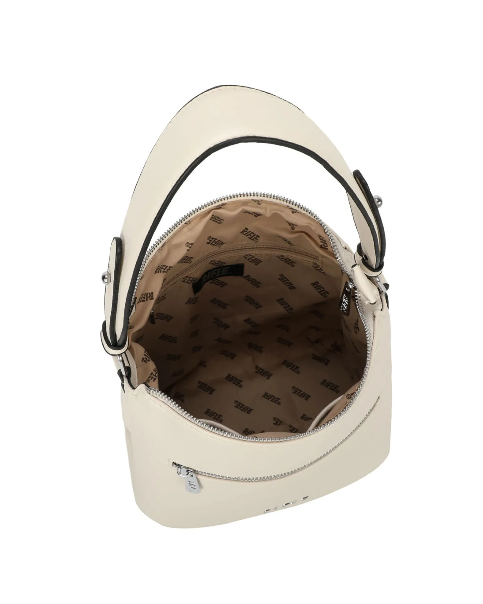 RIFLE - Borsa un manico beige con tasca frontale, tracolla removibile