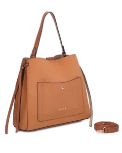 RIFLE - Borsa un manico camel scamosciata con due scomparti principali e tasca frontale, tracolla removibile