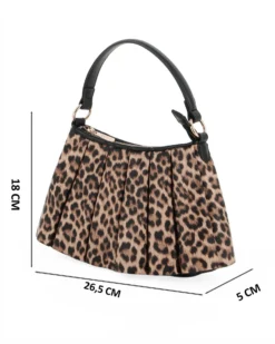 RIFLE - Borsa un manico leopardata con balze sulla parte frontale, tracolla removibile