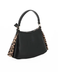 RIFLE - Borsa un manico leopardata con balze sulla parte frontale, tracolla removibile