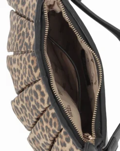 RIFLE - Borsa un manico leopardata con balze sulla parte frontale, tracolla removibile