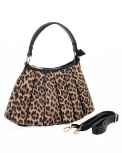 RIFLE - Borsa un manico leopardata con balze sulla parte frontale, tracolla removibile