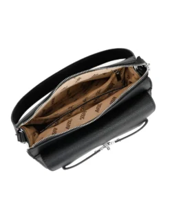 RIFLE - Borsa un manico nera con tasca frontale e cinturini con chiusura a girello sulla patta, tracolla removibile