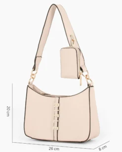 RIFLE - Borsa un manico nude con logo frontale e borsellino removibile