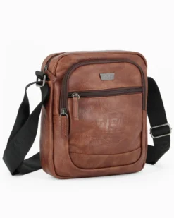 RIFLE - Borsello cognac con doppia tasca frontale