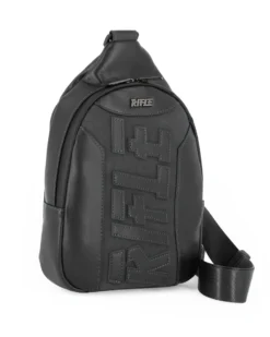 RIFLE - Borsello monospalla nero da uomo con tasca posteriore