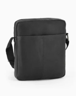 RIFLE - Borsello nero in VERA PELLE con tre tasche frontali