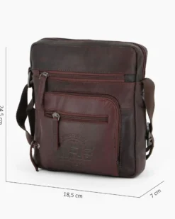 RIFLE - Borsello testa moro in VERA PELLE con tre tasche frontali