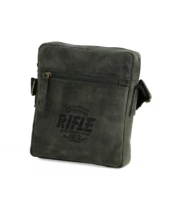 RIFLE - Borsello verde in VERA PELLE da uomo con tasca frontale e posteriore