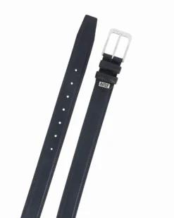 RIFLE - Cintura blu da uomo in VERA PELLE con fibbia nichel free