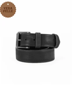 RIFLE - Cintura nera da uomo in VERA PELLE con fibbia nichel free