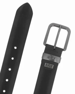 RIFLE - Cintura nera sfumata da uomo in VERA PELLE con fibbia nichel free