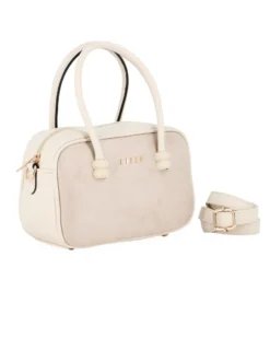 RIFLE - Minibag a due manici beige con parte frontale scamosciata, tracolla removobile