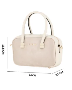 RIFLE - Minibag a due manici beige con parte frontale scamosciata, tracolla removobile